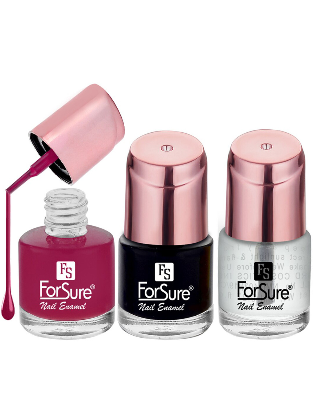 ForSure Set of 3 Quick-Dry Long-Lasting Nail Paint - 8ml each