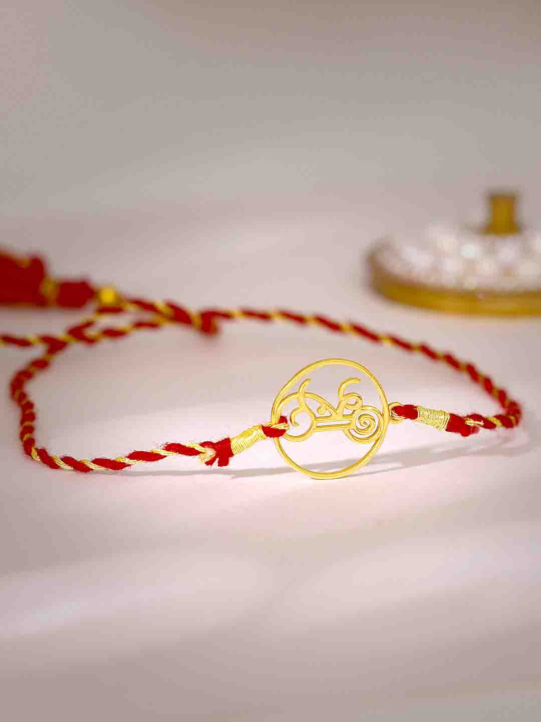 GIVA Gold-Plated 925 Sterling Silver Infinity Cubic Zirconia Studded Rakhi & Roli Chawal