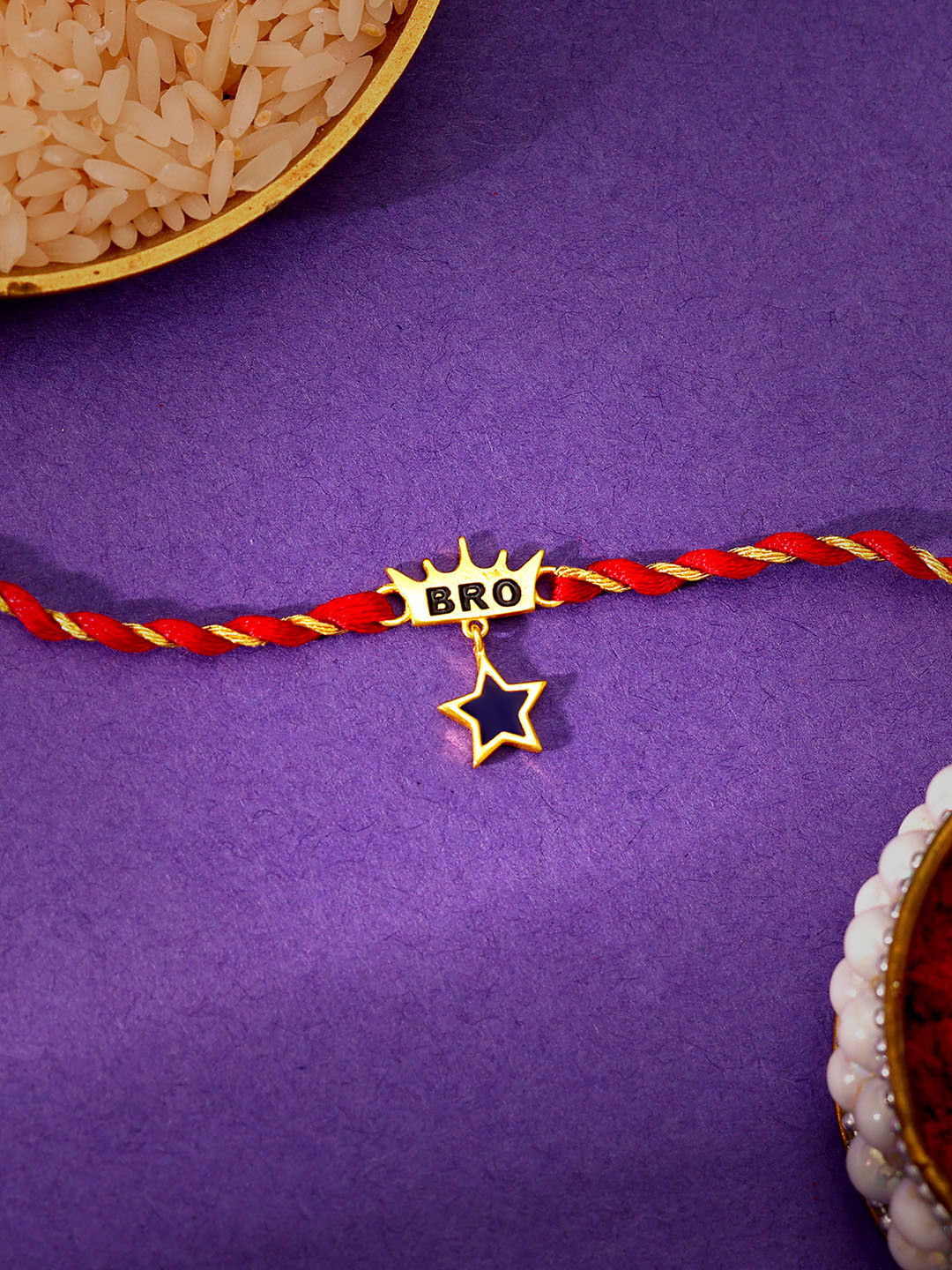 GIVA Boys 925 Sterling Silver Crown With Star Dangled With Roli Chawal