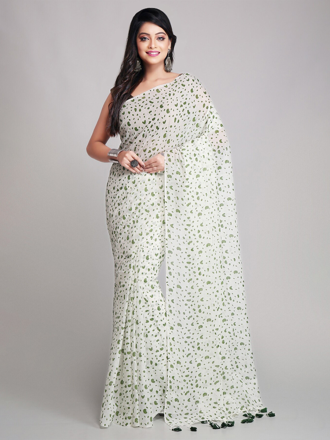 WoodenTant Abstract Printed Pure Cotton Saree