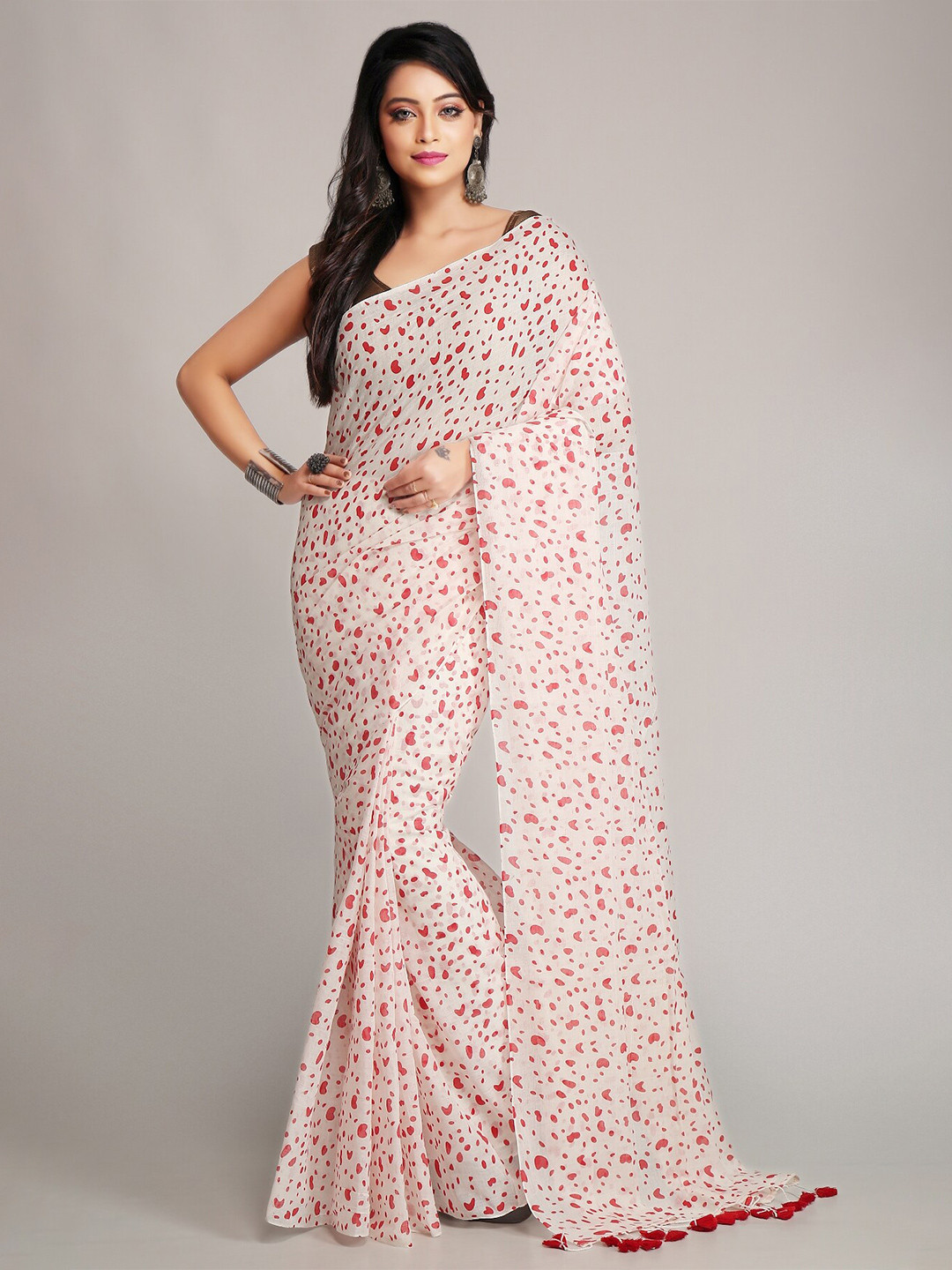 WoodenTant Abstract Printed Pure Cotton Saree