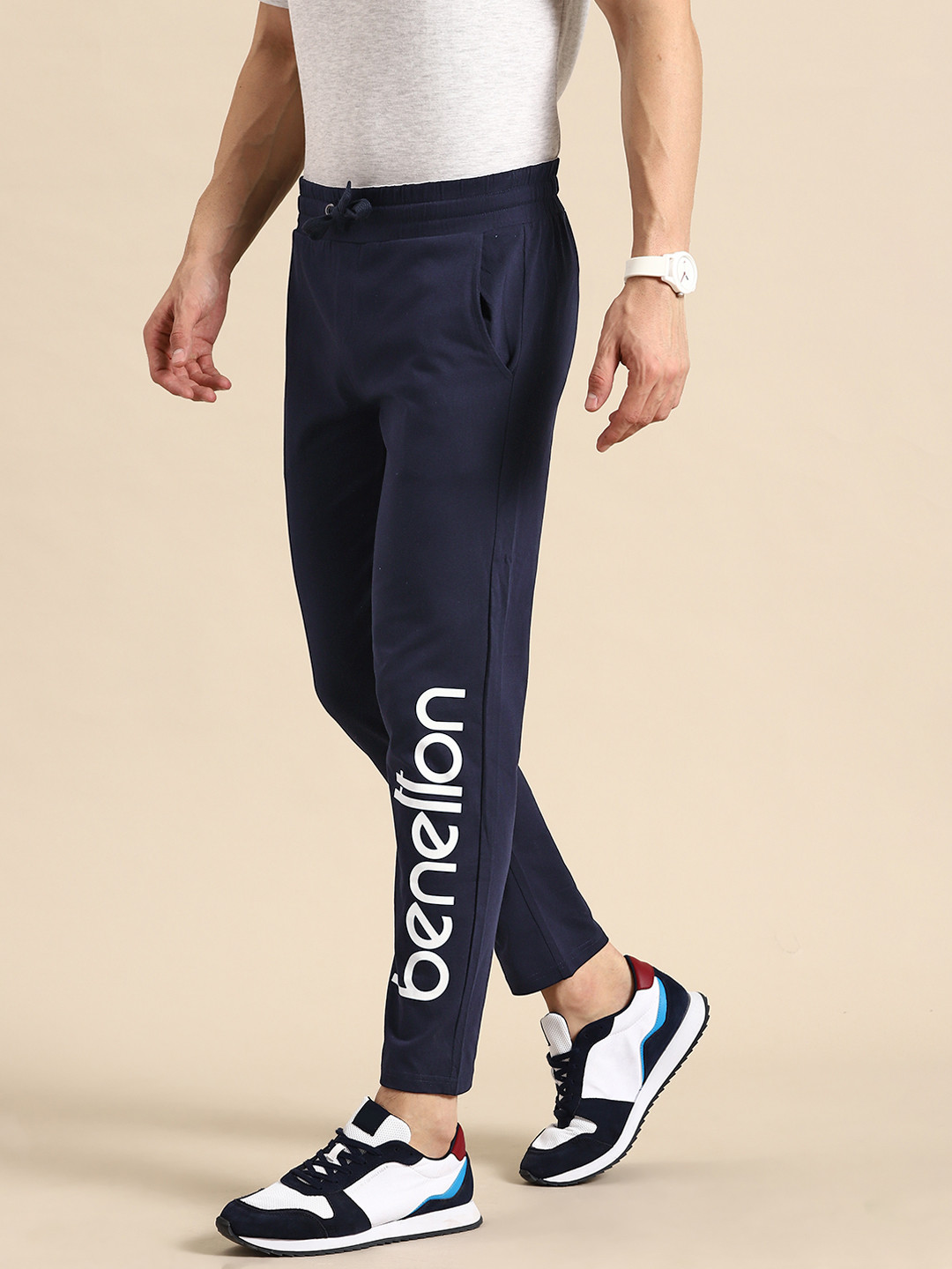 United Colors of Benetton Men Pure Cotton Brand Logo Printed Track Pants