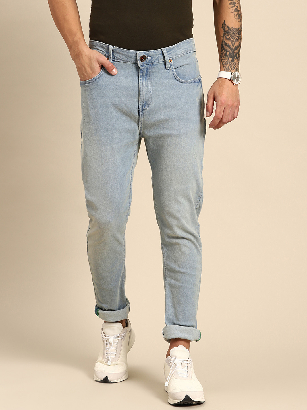 United Colors of Benetton Men Carrot Mid-Rise Jeans