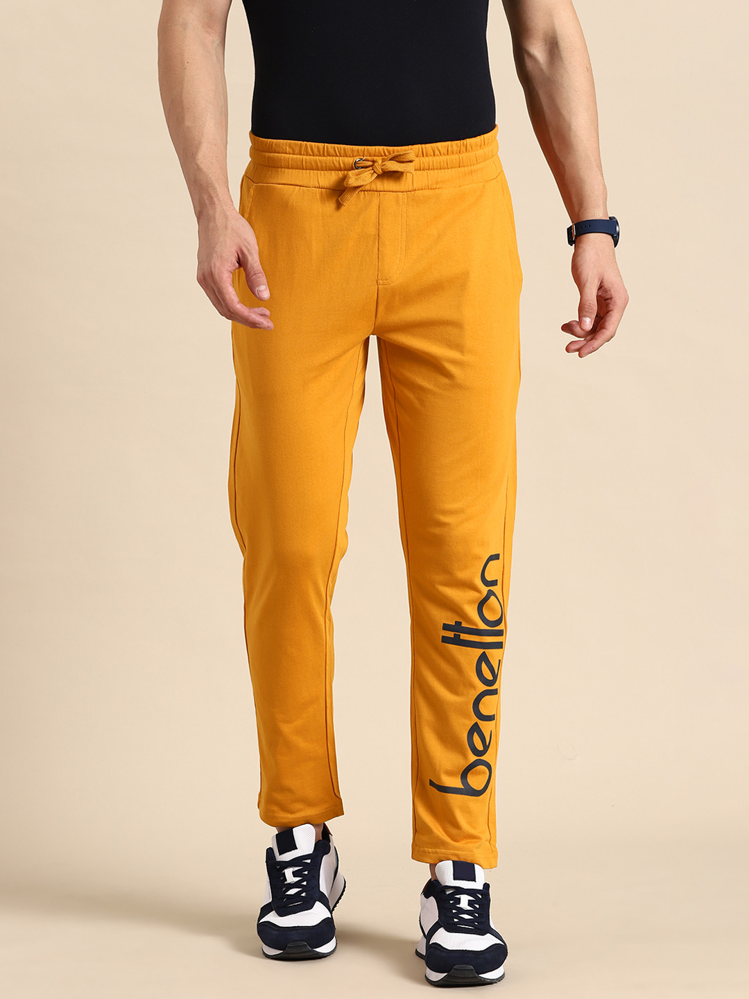 United Colors of Benetton Men Pure Cotton Brand Logo Printed Track Pants