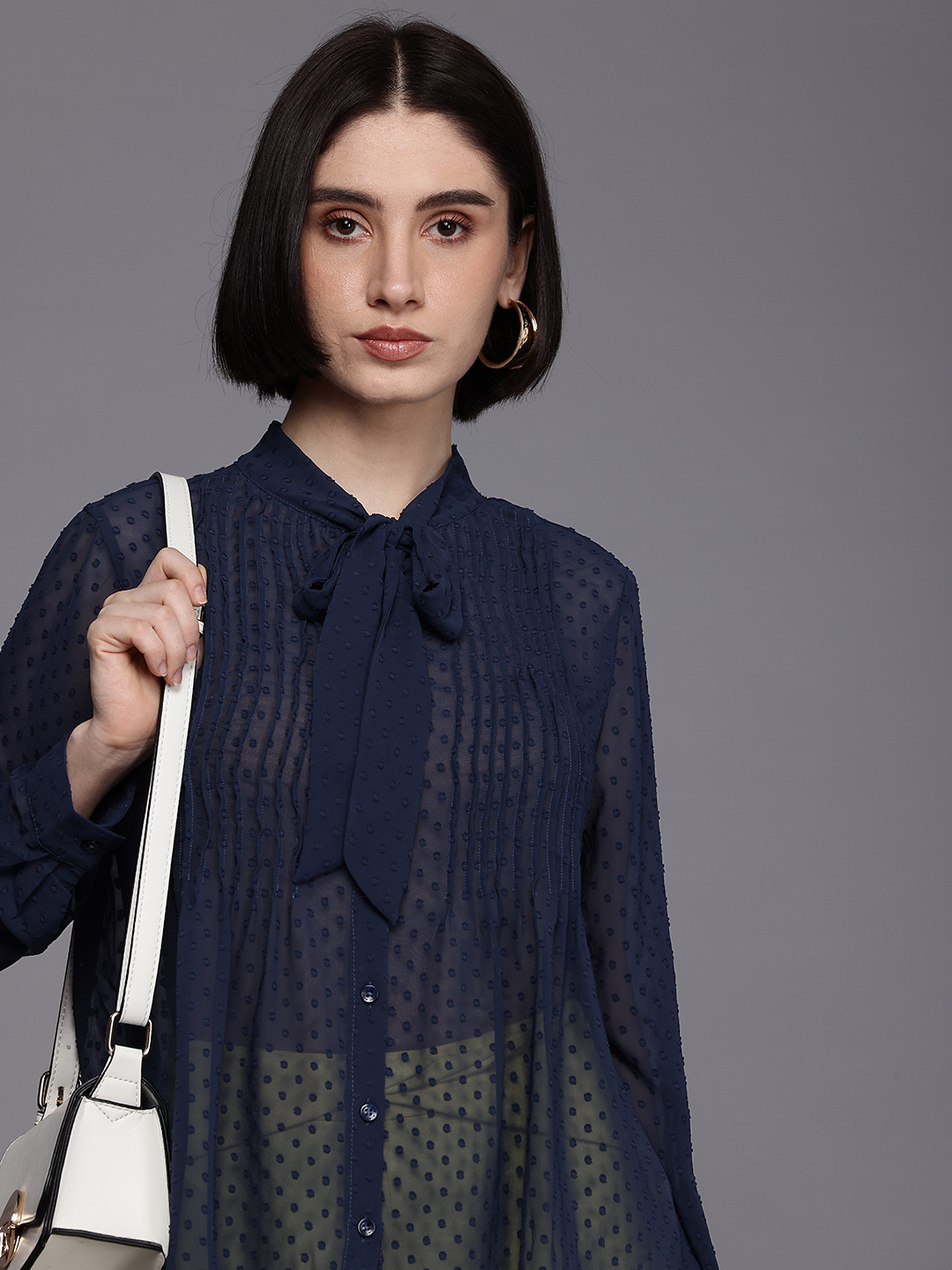 Allen Solly Woman Semi Sheer Dobby Casual Shirt