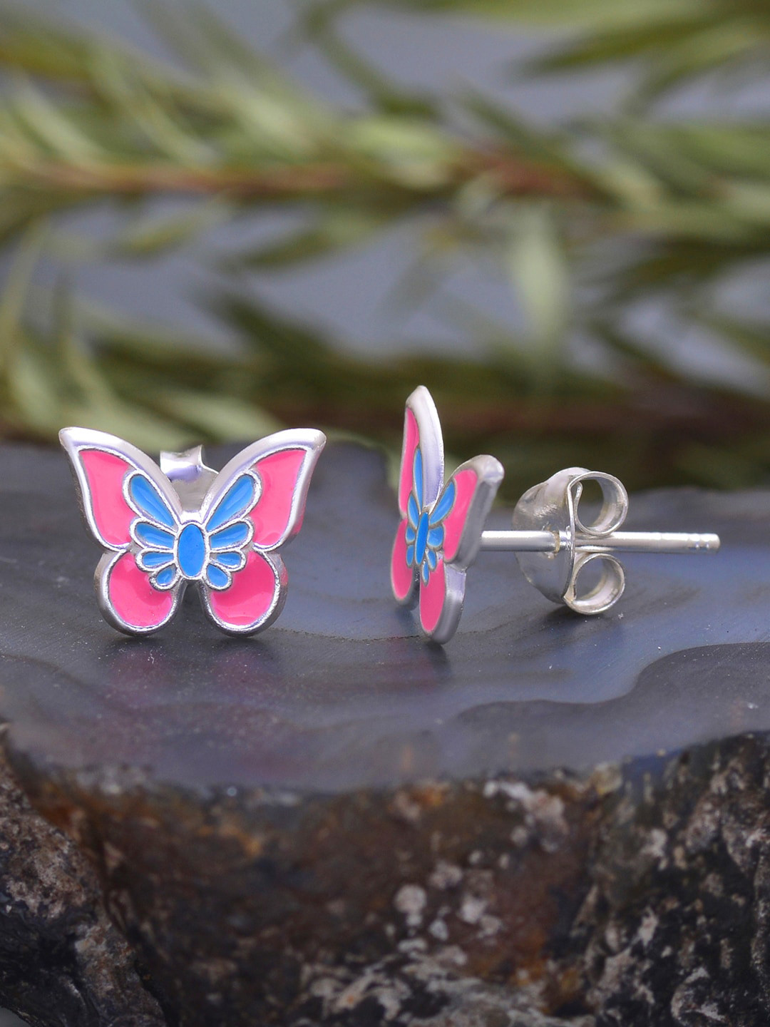 Abhooshan Pure 925 Sterling Silver Contemporary Studs Earrings