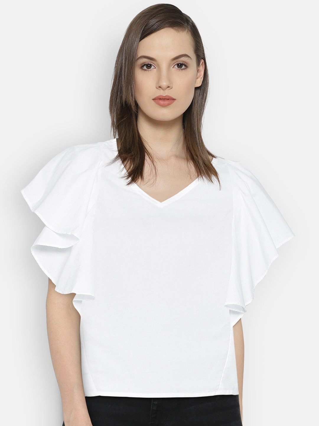 Pepe Jeans Women White Solid Crop Pure Cotton Top