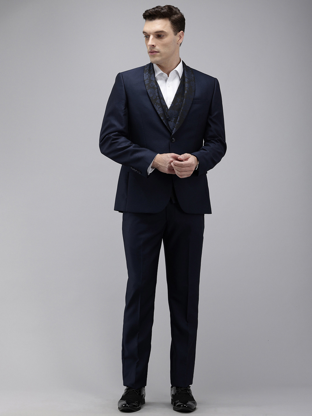 Park Avenue Shawl Collar Single Breasted 3-Piece Party Wear Suit