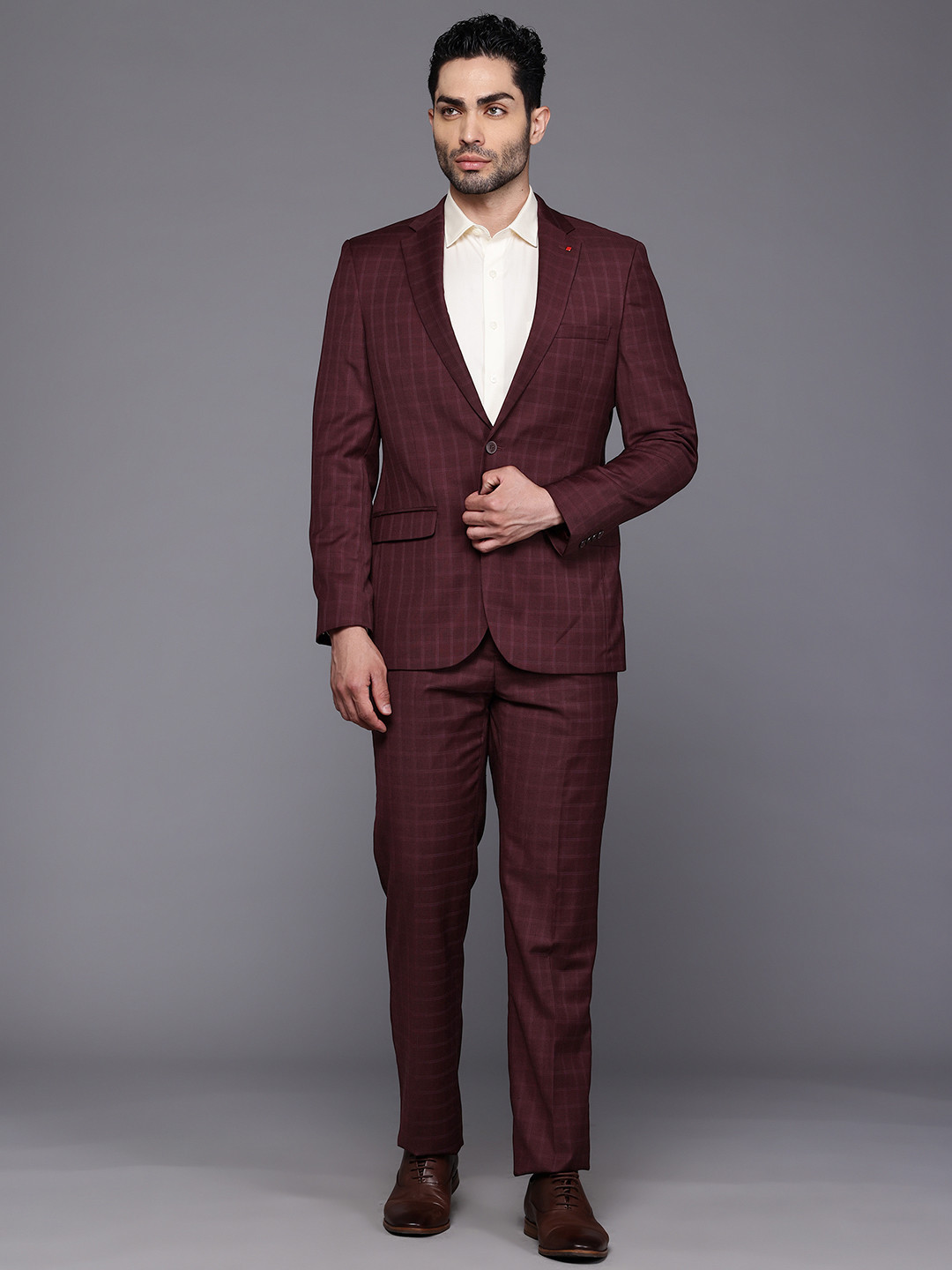Raymond Creaseless Checked Contemporary Fit 2-Piece Formal Suit