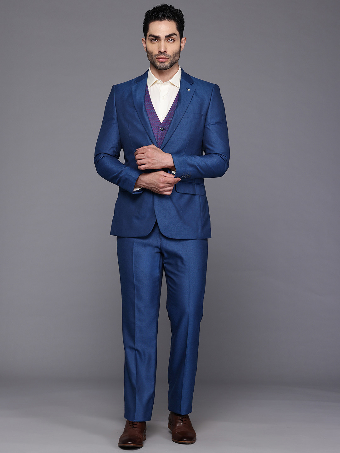 Raymond Woven Design Contemporary Fit Notched Lapel 3-Piece Suit