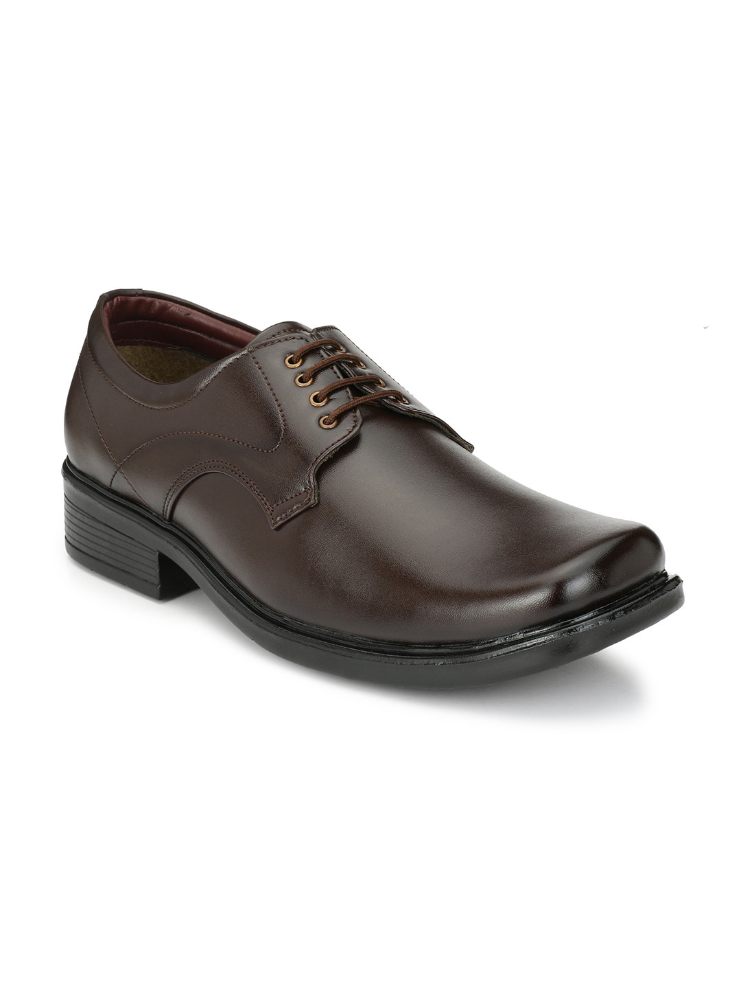 Azzaro Black Men Brown Solid Synthetic Leather Derbys