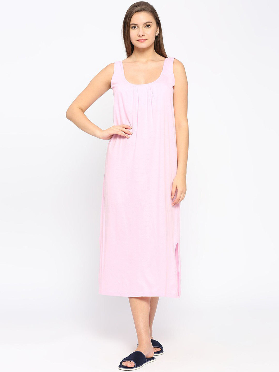 RedRose Round Neck Comfortable Cotton Nighty Long Slip