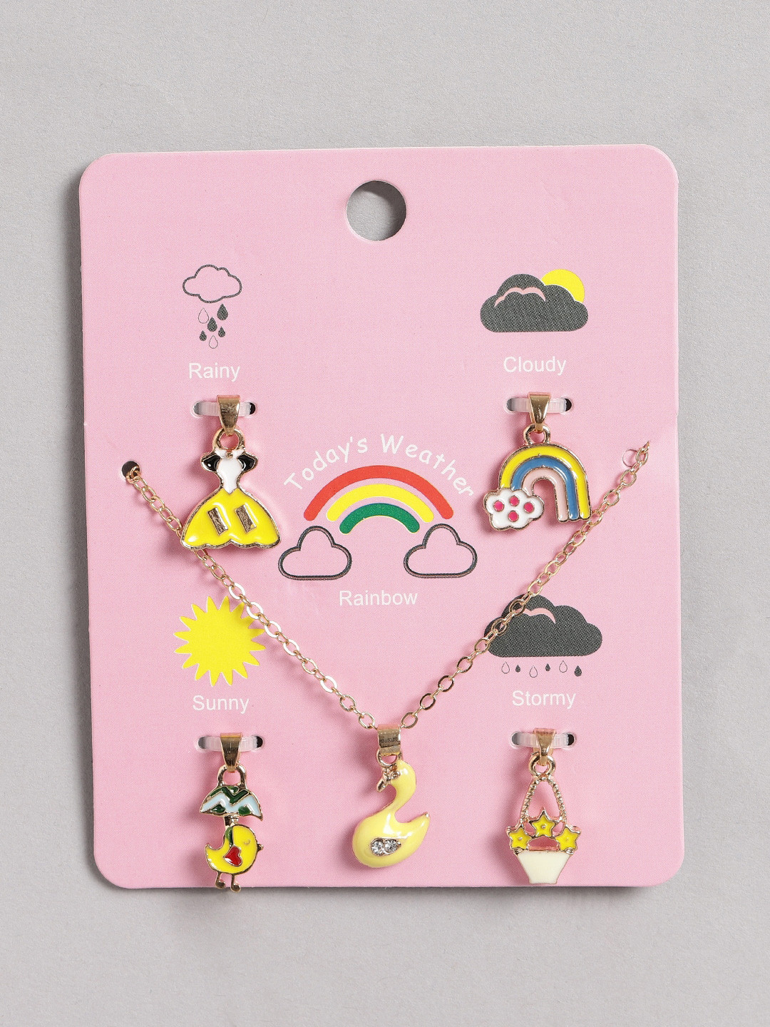 EL REGALO Set Of 5 Abstract Charm Pendant With Chain