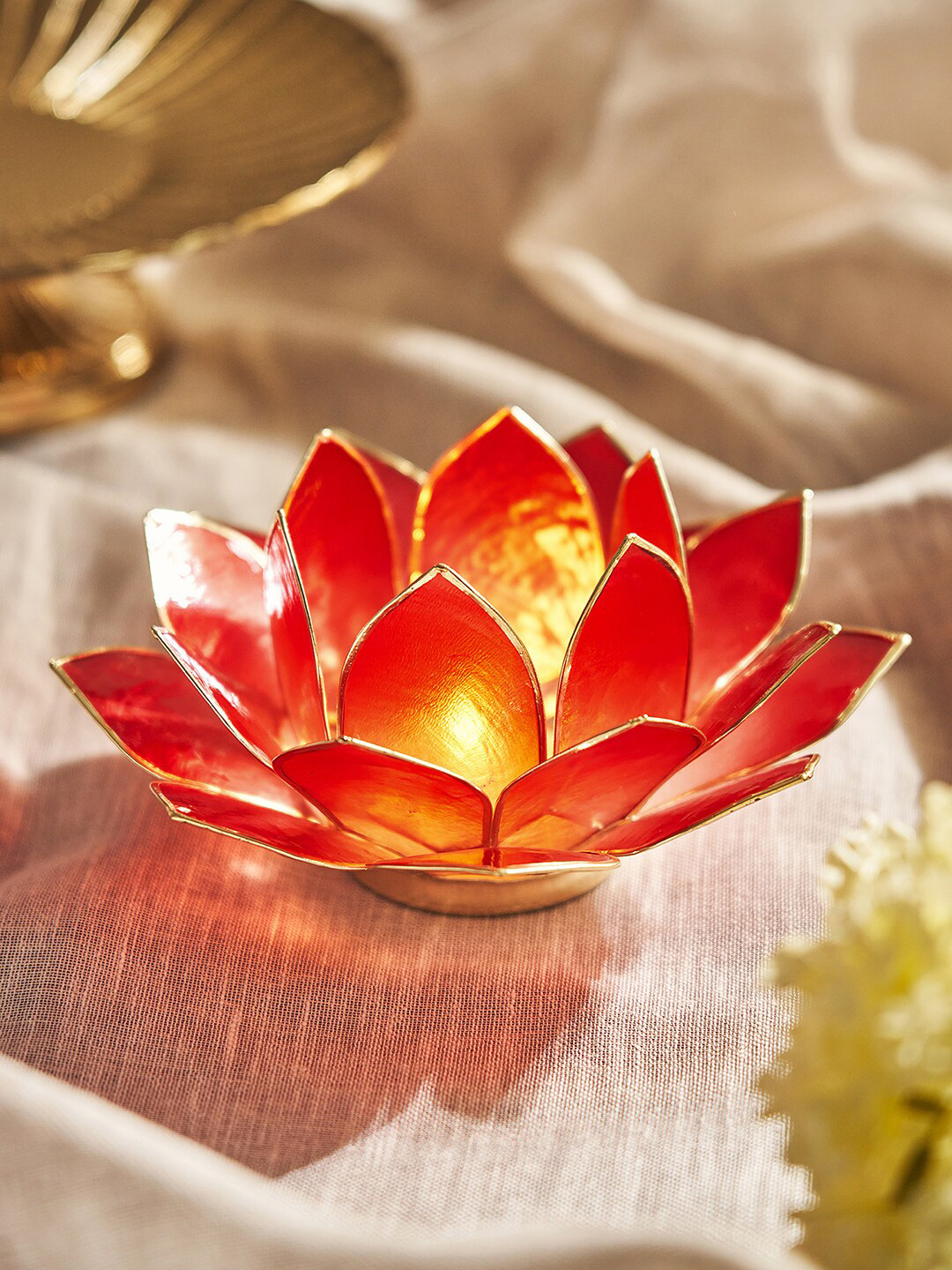 Pure Home and Living Red Textured Tea Light Holder