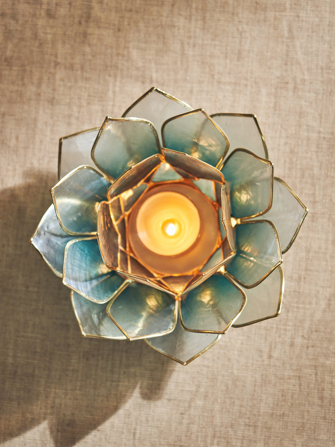 Pure Home and Living Blue Textured Tea Light Holder