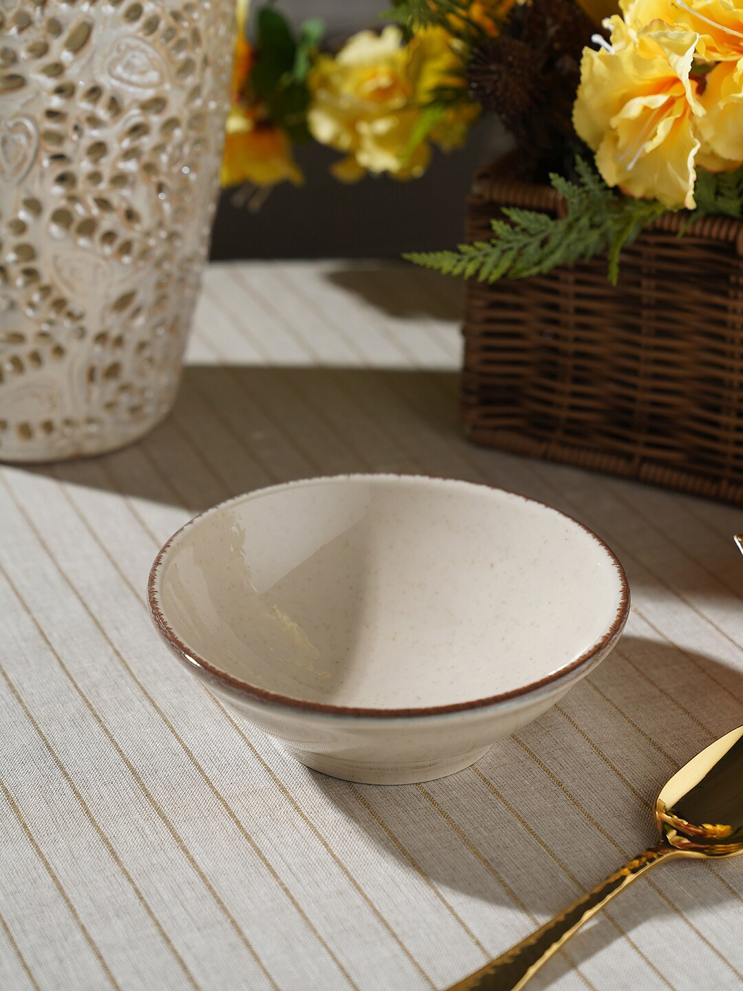 Pure Home and Living Beige Porcelain Serving Bowl