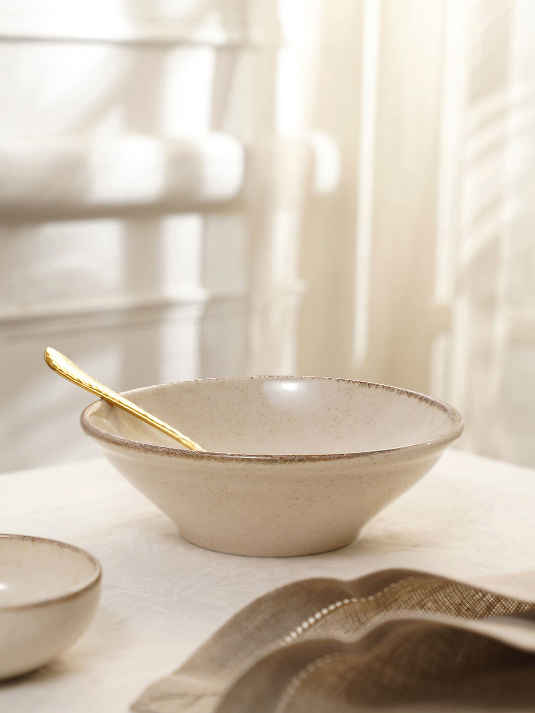 Pure Home and Living Beige Porcelain Serving Bowl