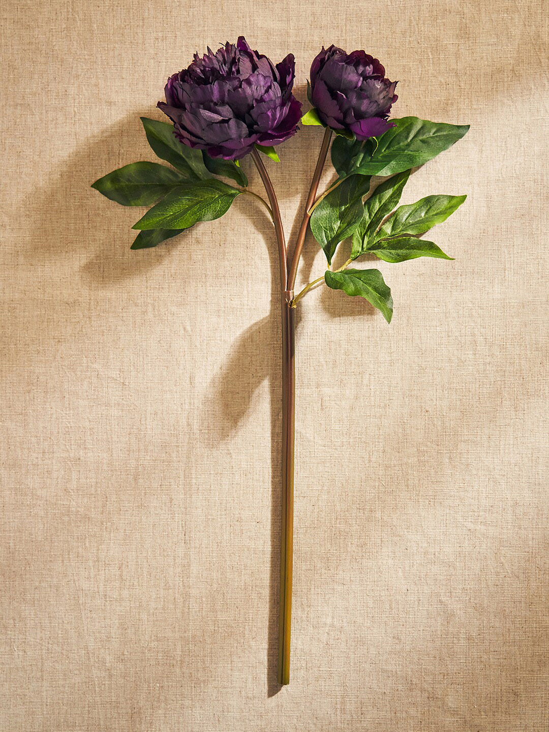 Pure Home and Living Purple & Green Peony Faux Artificial Flower Stem