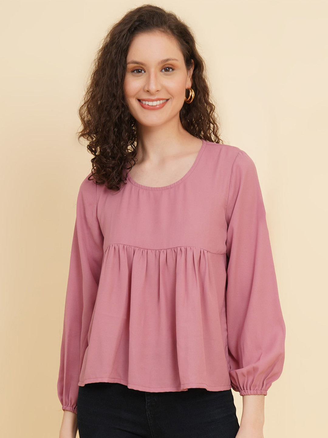 RAASSIO Cuffed Sleeves Empire Top