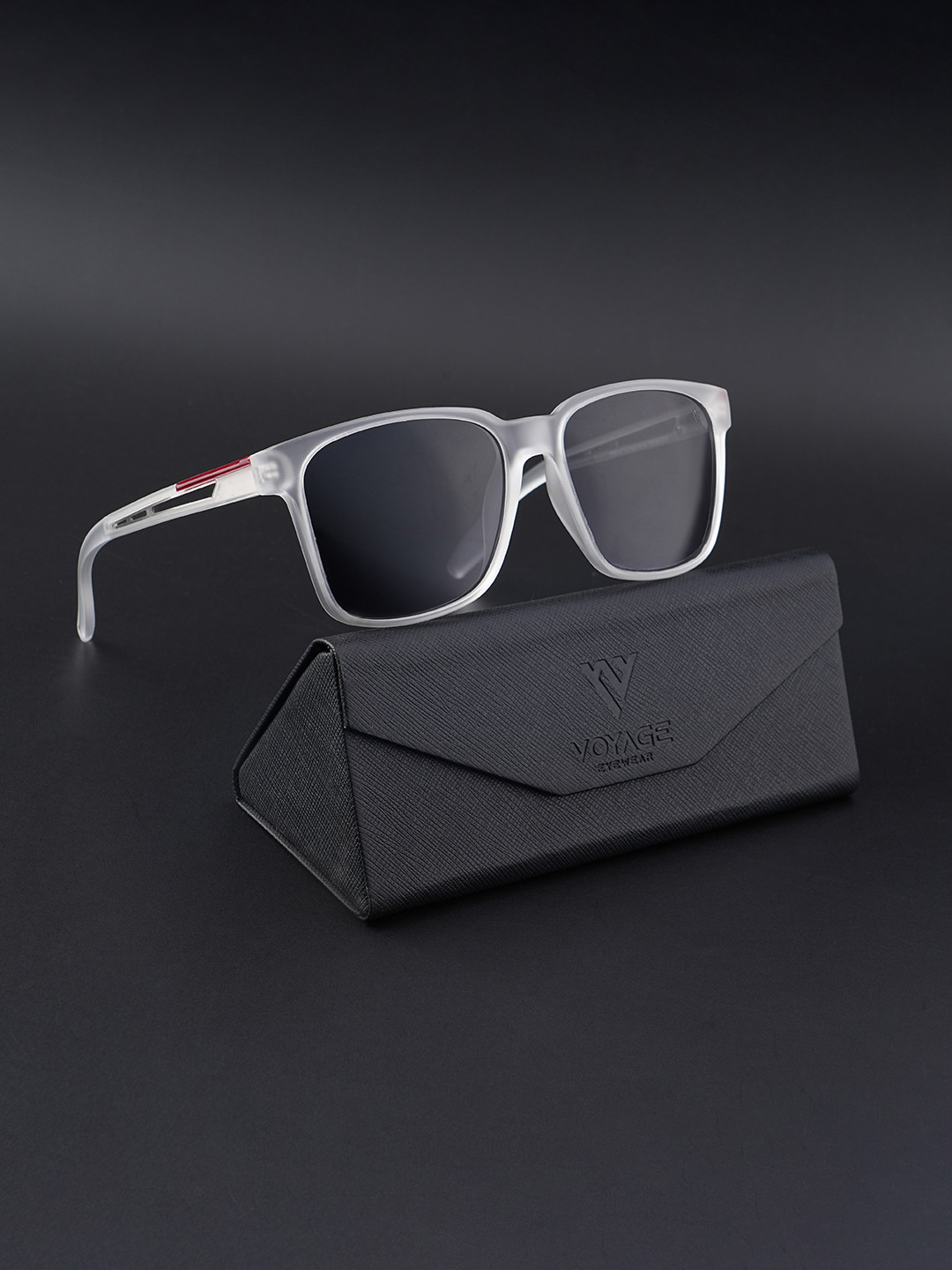 Voyage Unisex Black Lens & White Wayfarer Sunglasses with Polarised and UV Protected Lens