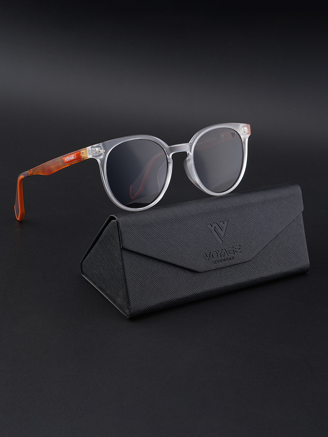 Voyage Unisex Green Lens & Orange Round Sunglasses with Polarised and UV Protected Lens