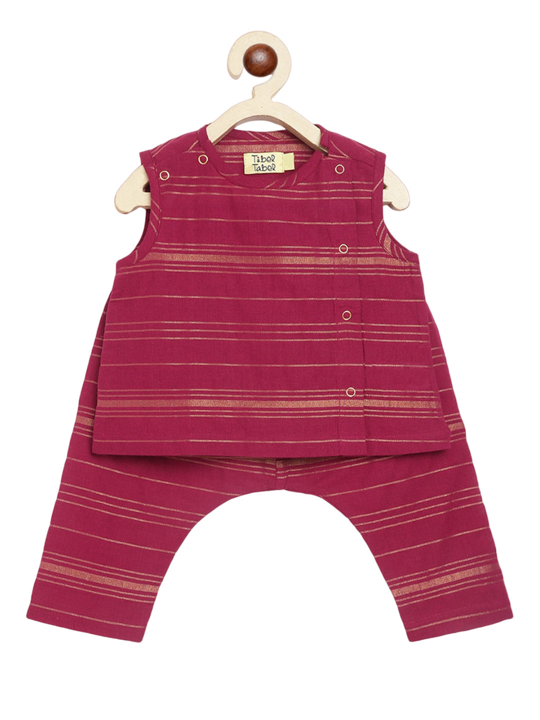 Tiber Taber Boys Striped Regular Pure Cotton Top with Pyjamas