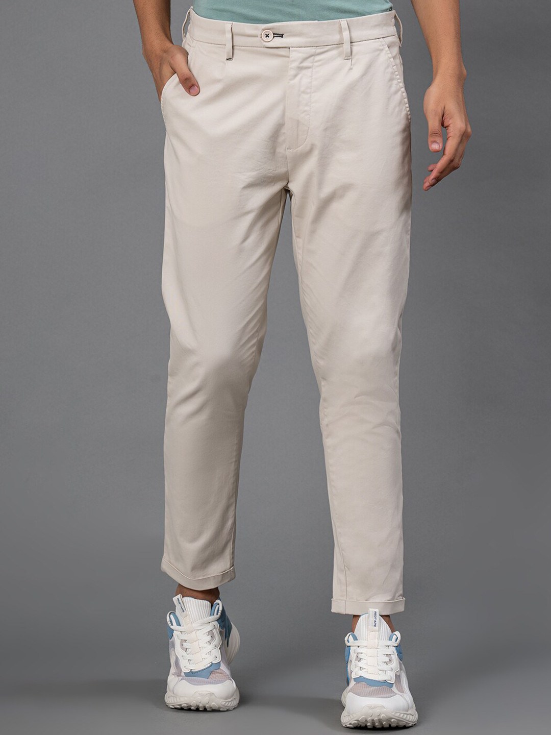 Red Tape Men Tapered Fit Cropped Regular Trousers