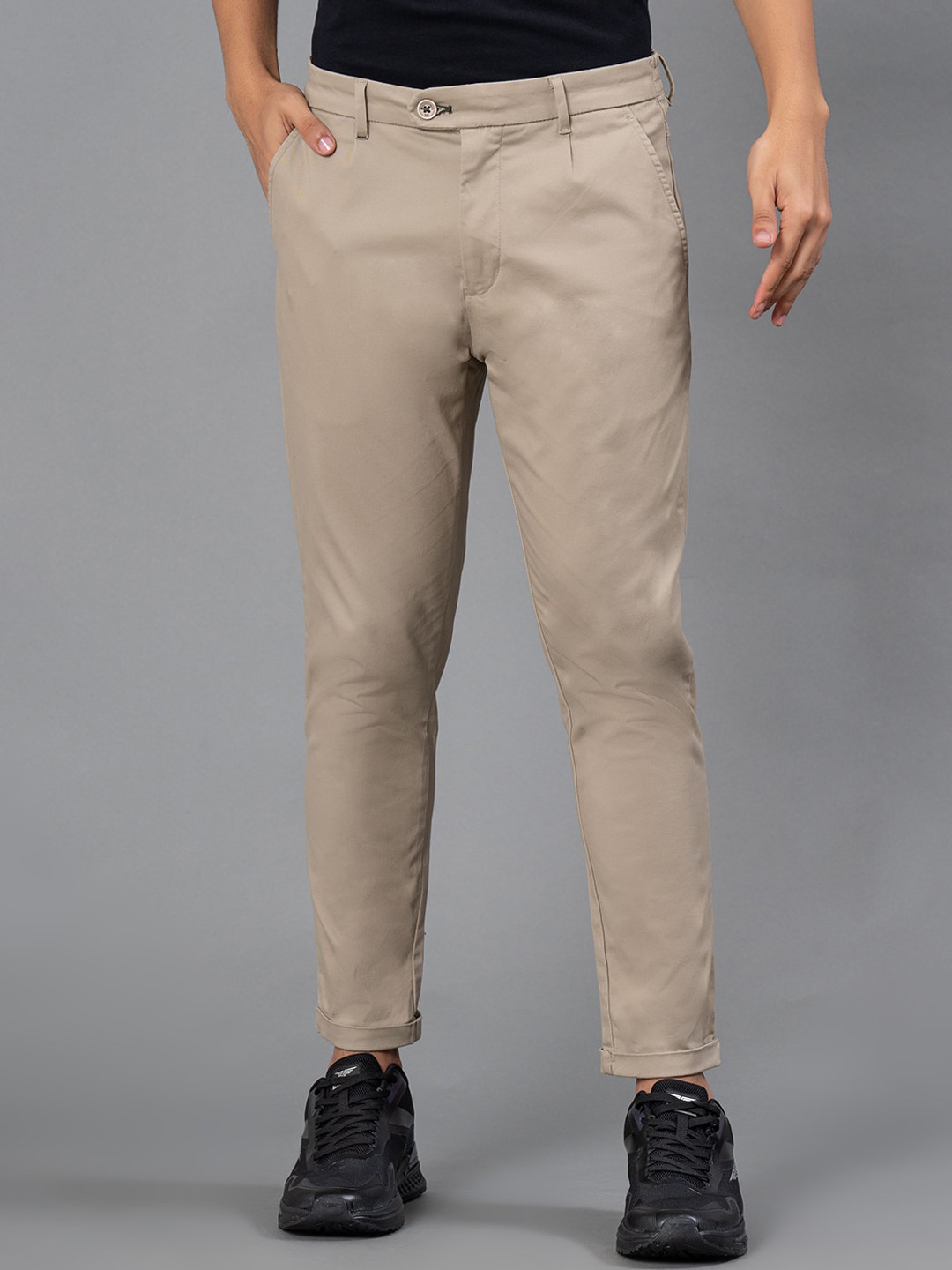 Red Tape Men Tapered Fit Cropped Regular Trousers