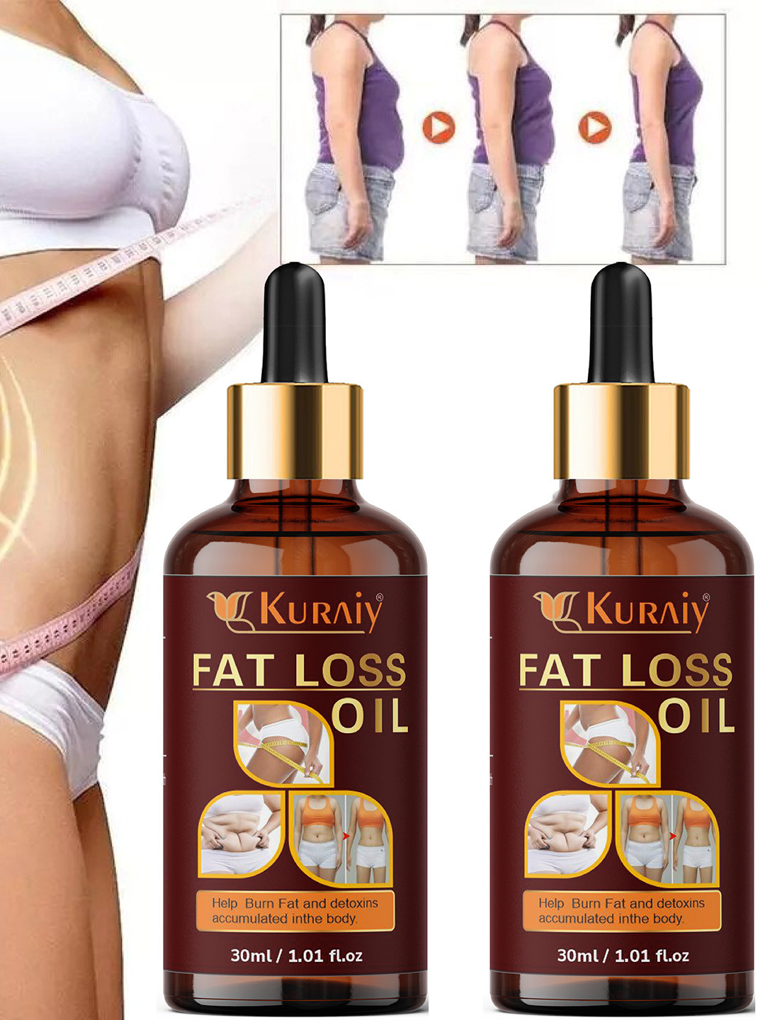 KURAIY Set Of 2 Fat Loss Oil - 30ml each