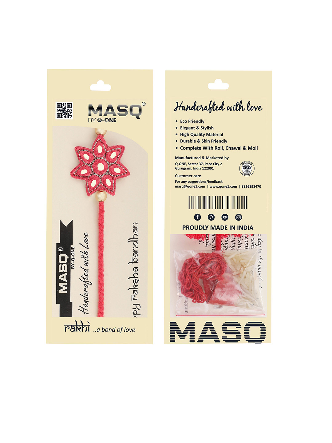MASQ Men Star-Shaped Rakhi With Roli Chawal & Moli