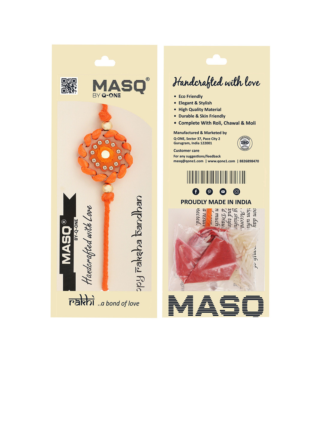 MASQ Men Chakra Rakhi With Roli Chawal & Moli