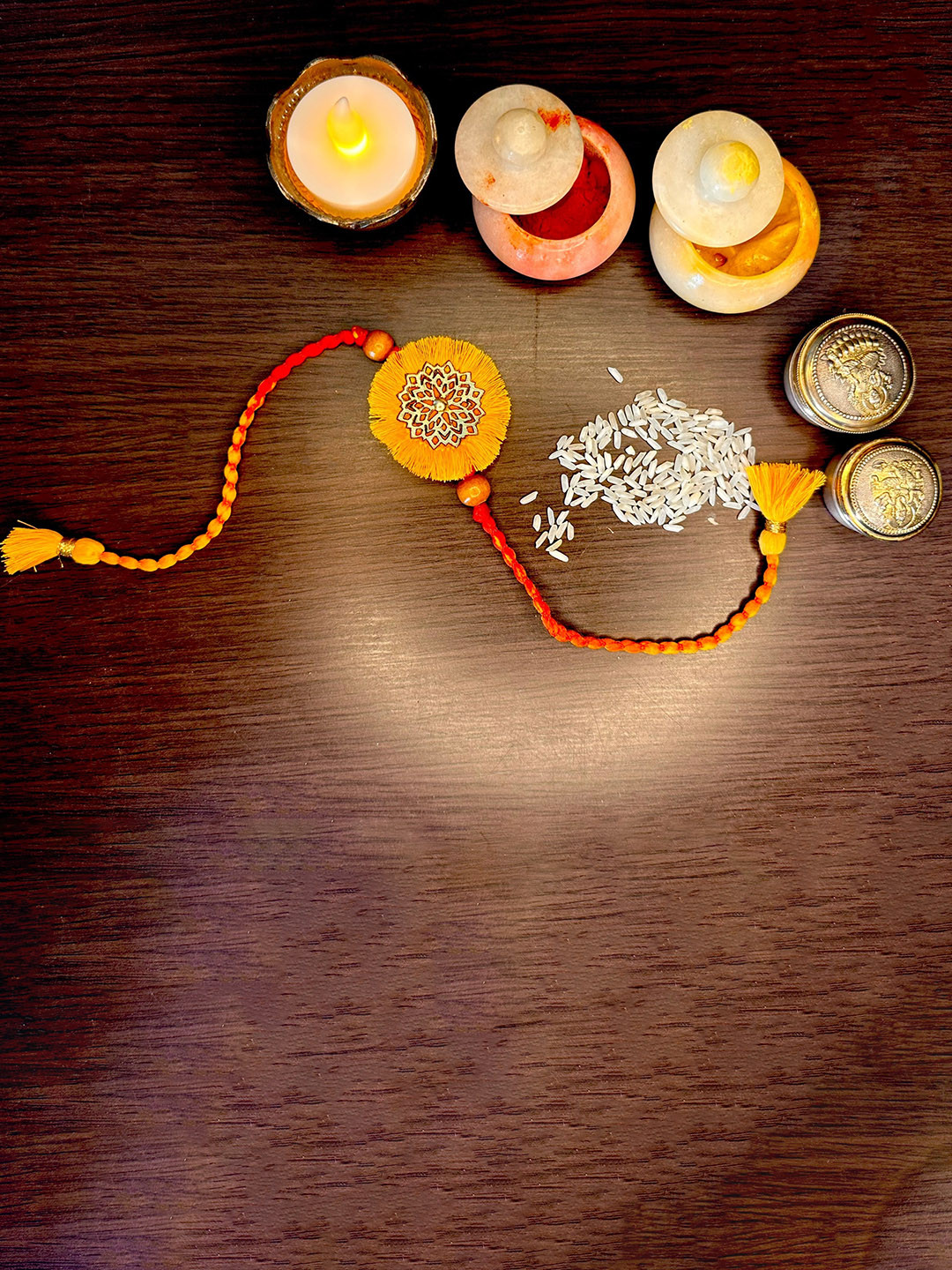 MASQ Men Lotus Rakhi with Roli Chawal & Moli