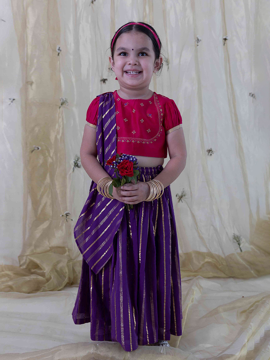 Tiber Taber Girls Embroidered Ready to Wear Lehenga & Blouse With Dupatta