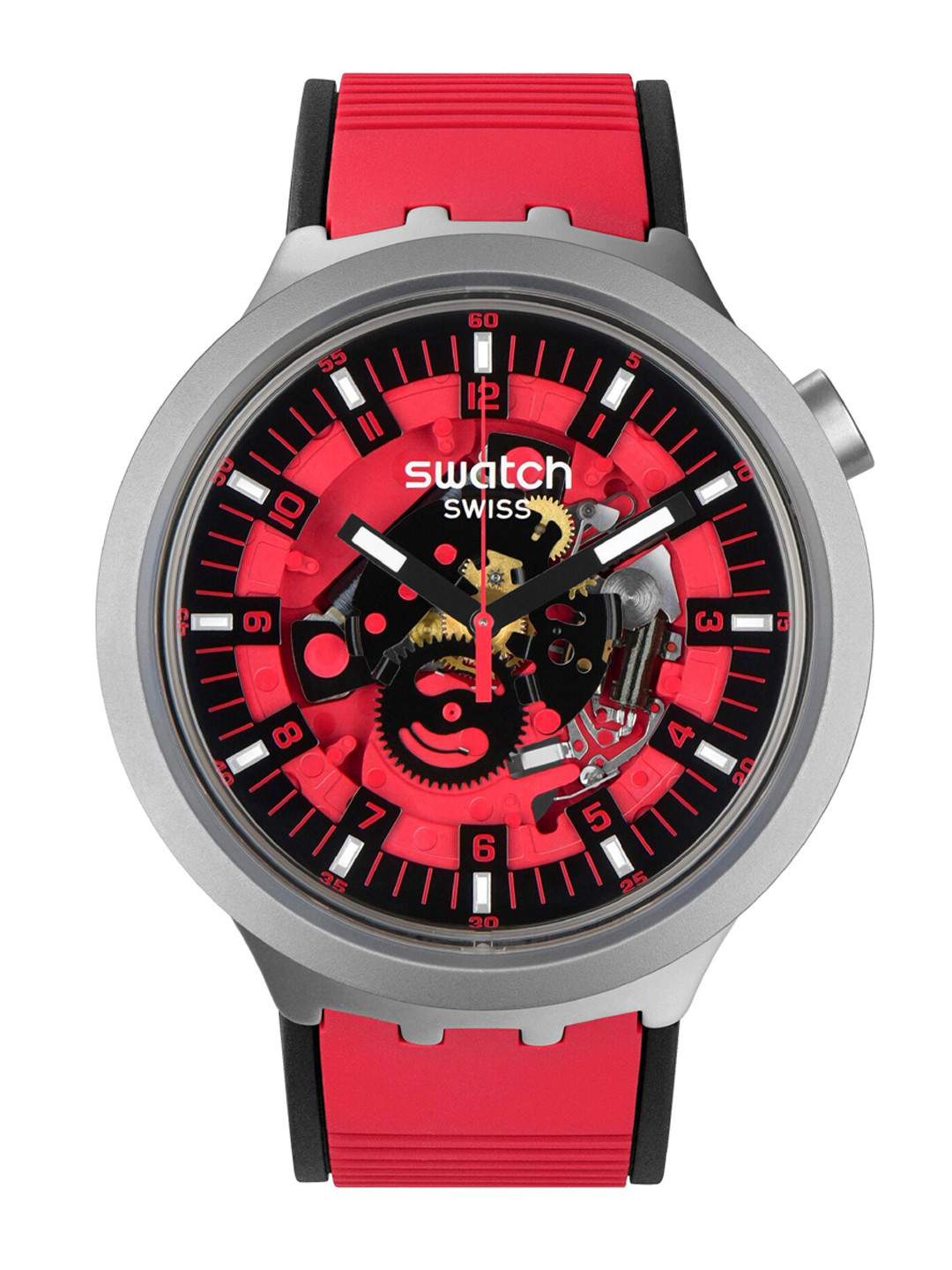 Swatch Unisex Round Dial & Textured Straps Analogue Watch SB07S110