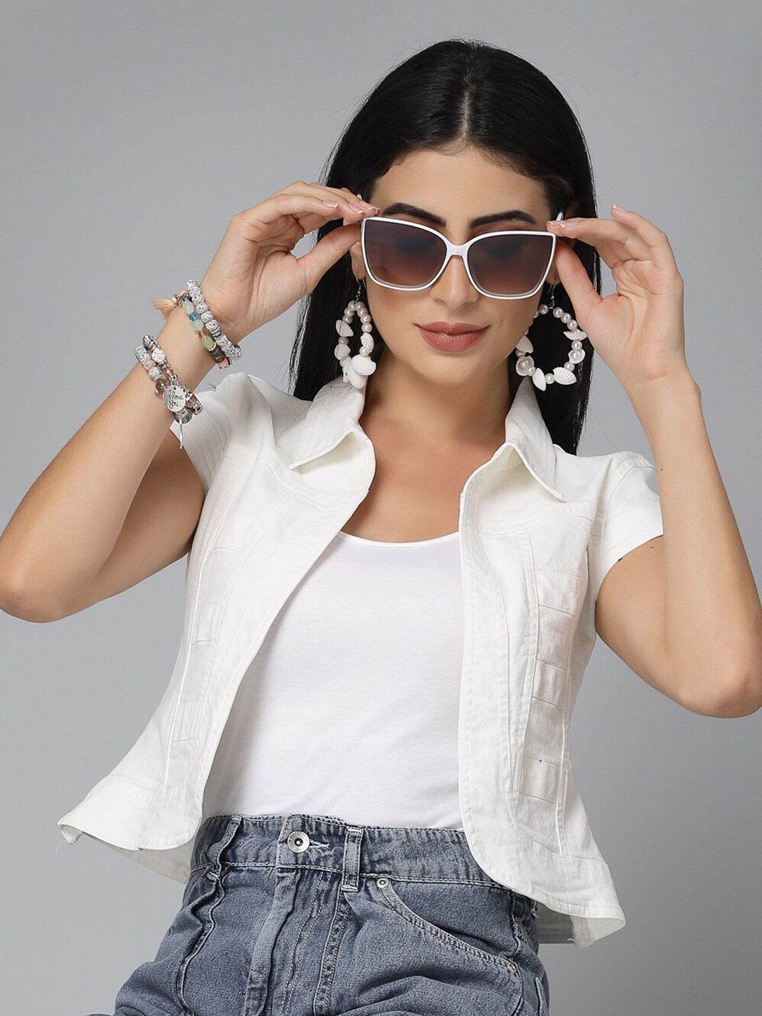 Style Quotient Women Crop Denim Shrug