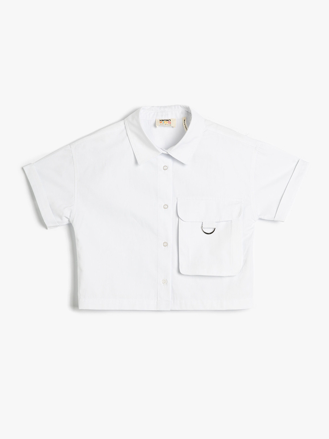 Koton Girls Spread Collar Opaque Pocket Casual Cotton Shirt