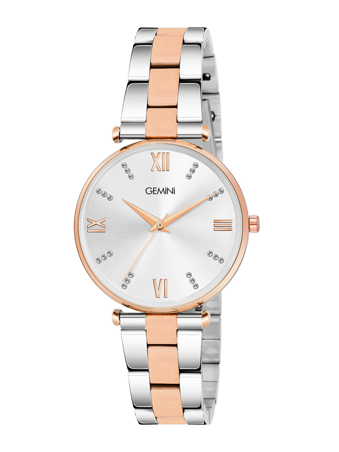 GEMINI Women Embellished Dial & Stainless Steel Straps Analogue Watch BNS 11245KM01
