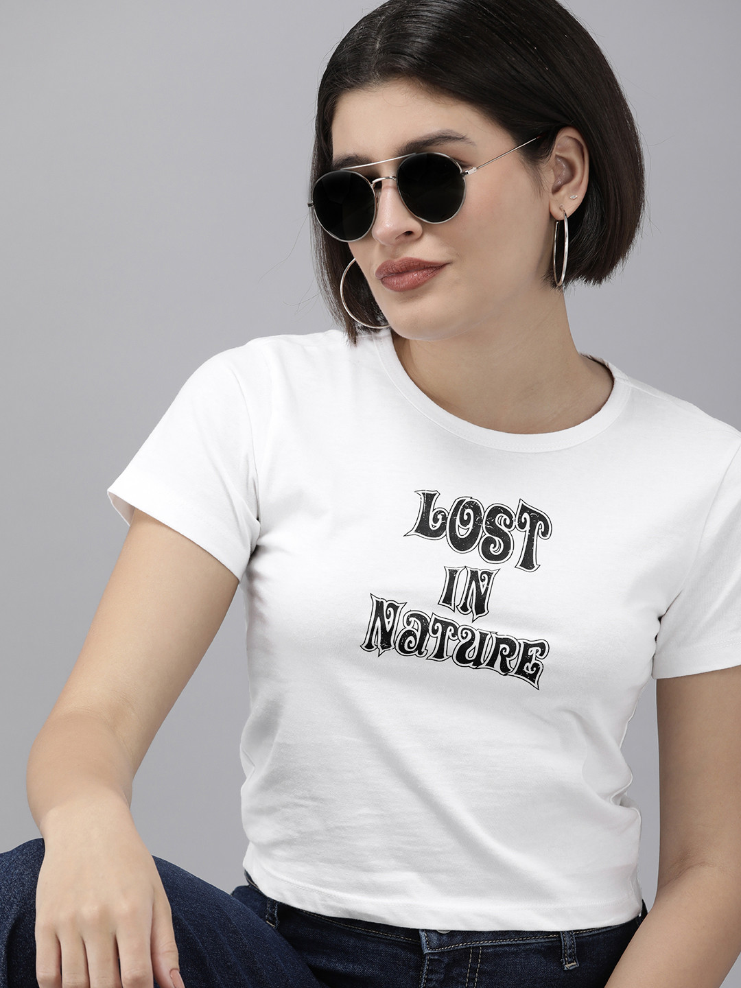 Roadster Women Typography Printed Bio Finish Slim Fit T-shirt