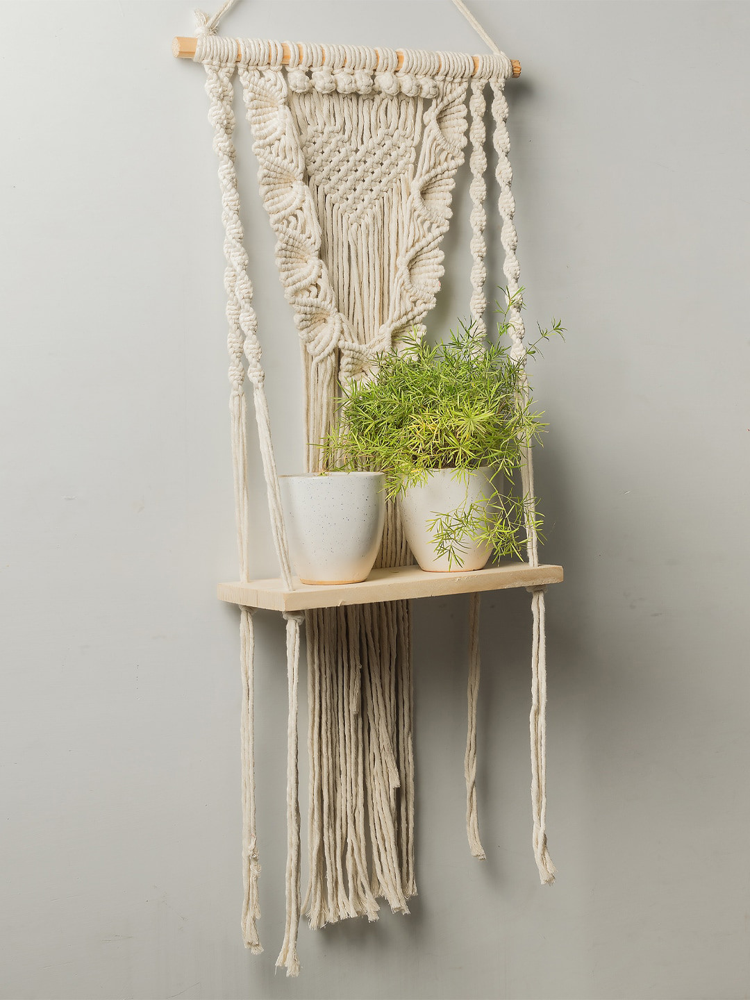 Decazone Macrame Wall Hanging Shelf Wood Bohemian Hall Tapestries & Macrame-32.7In