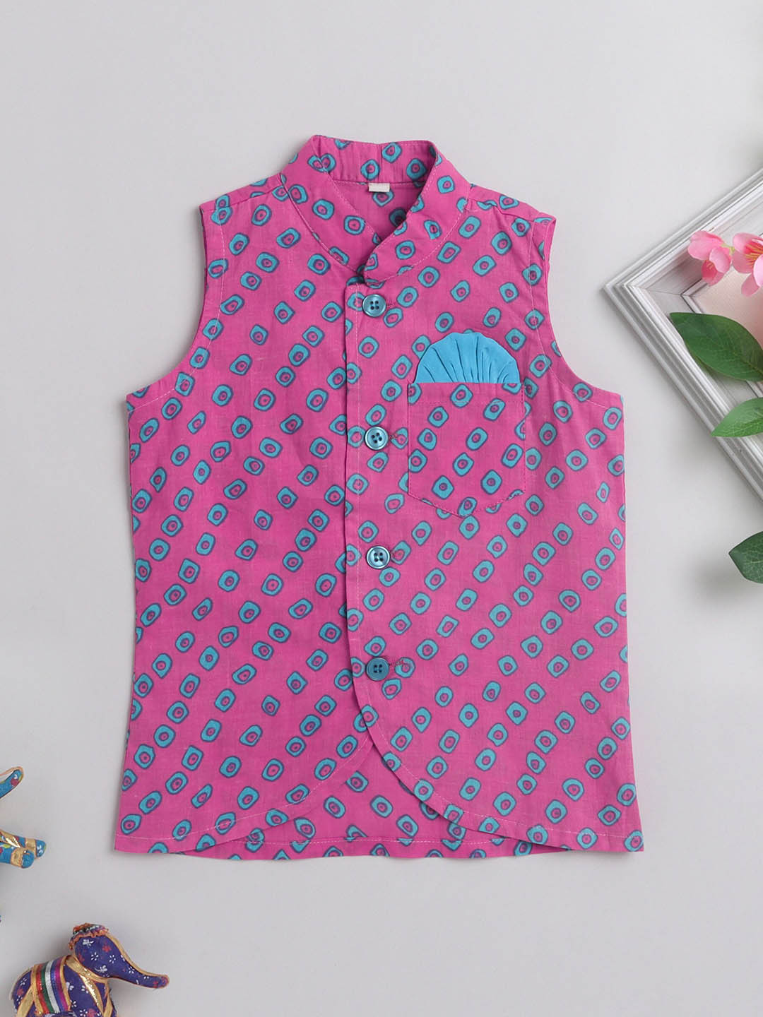 The Magic Wand Boys Printed Pure Cotton Nehru Jackets