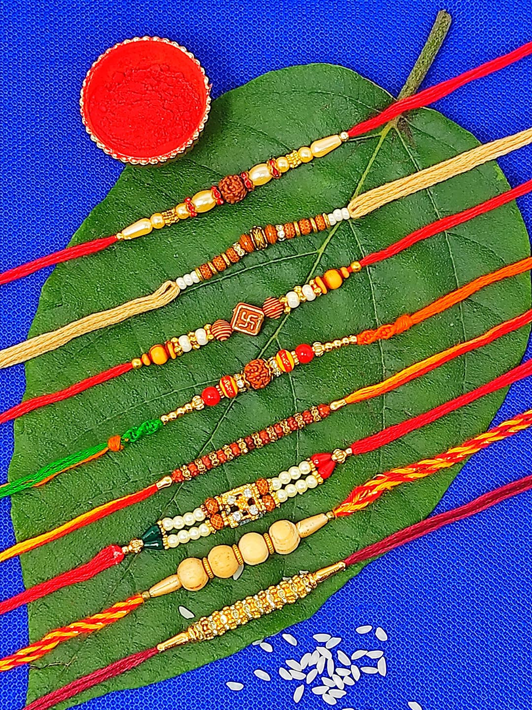 CRAYTON Set of 8 Modern Yet Traditional Rakhi