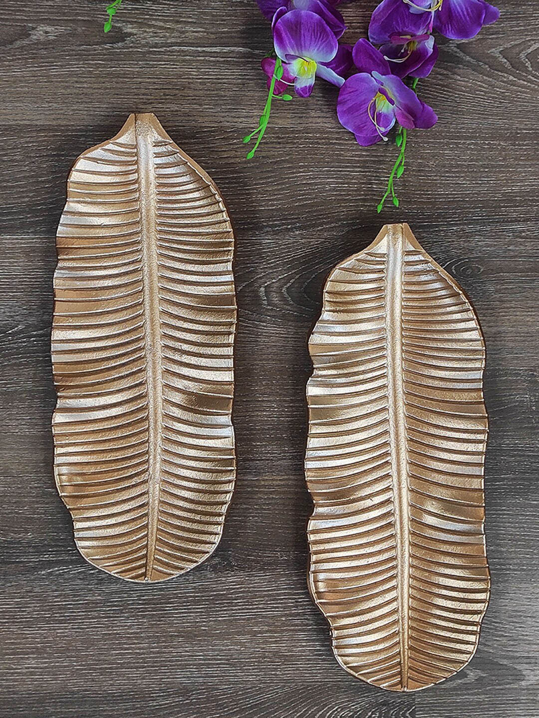 Art Street Feather Tray MDF Glossy Hanging Hall 2Pcs Wall Plates-14.2In