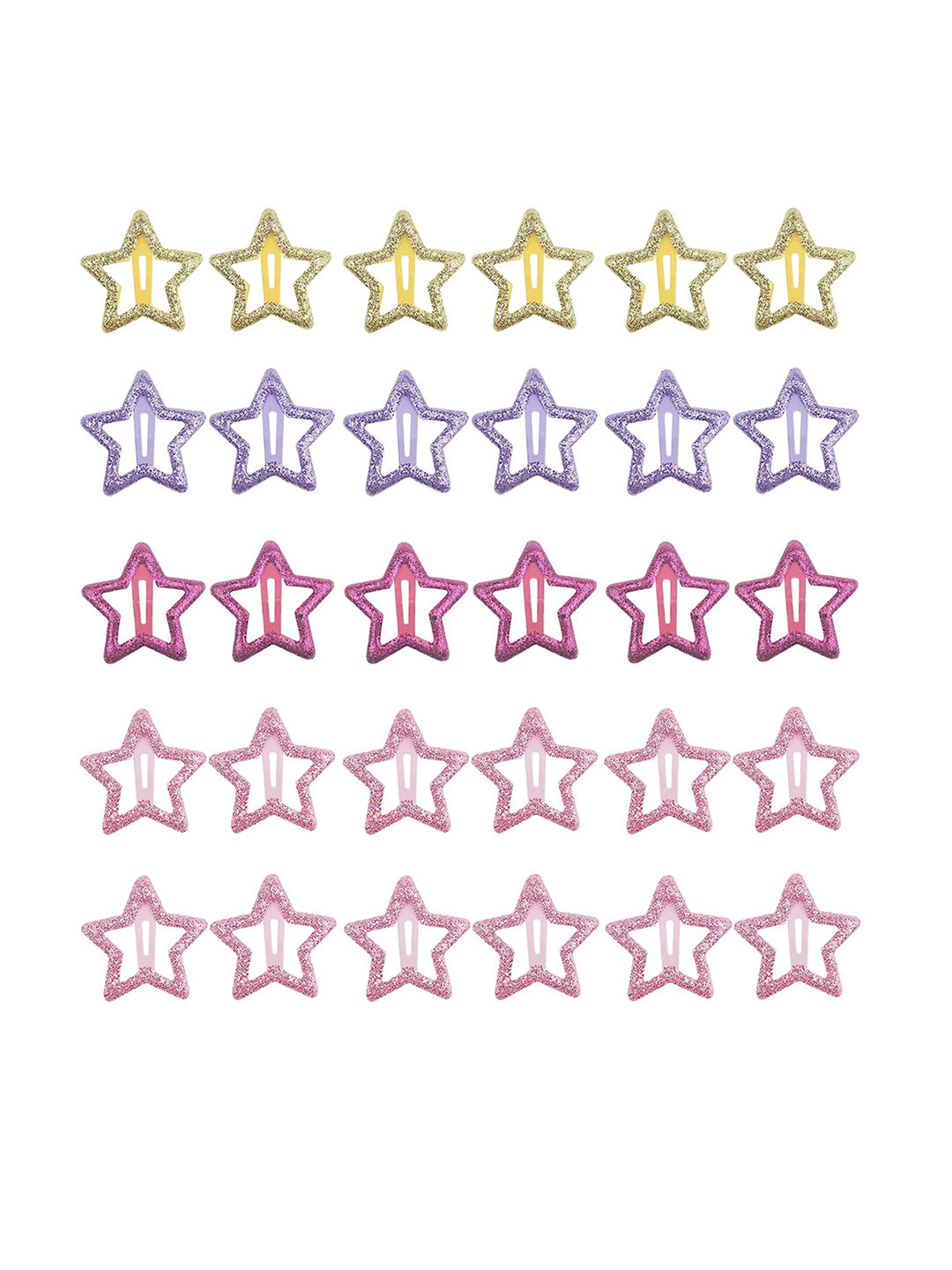 LYTIX Girls Pack of 12 Embellished Star-Shaped Metal Tic Tac Hair Clips