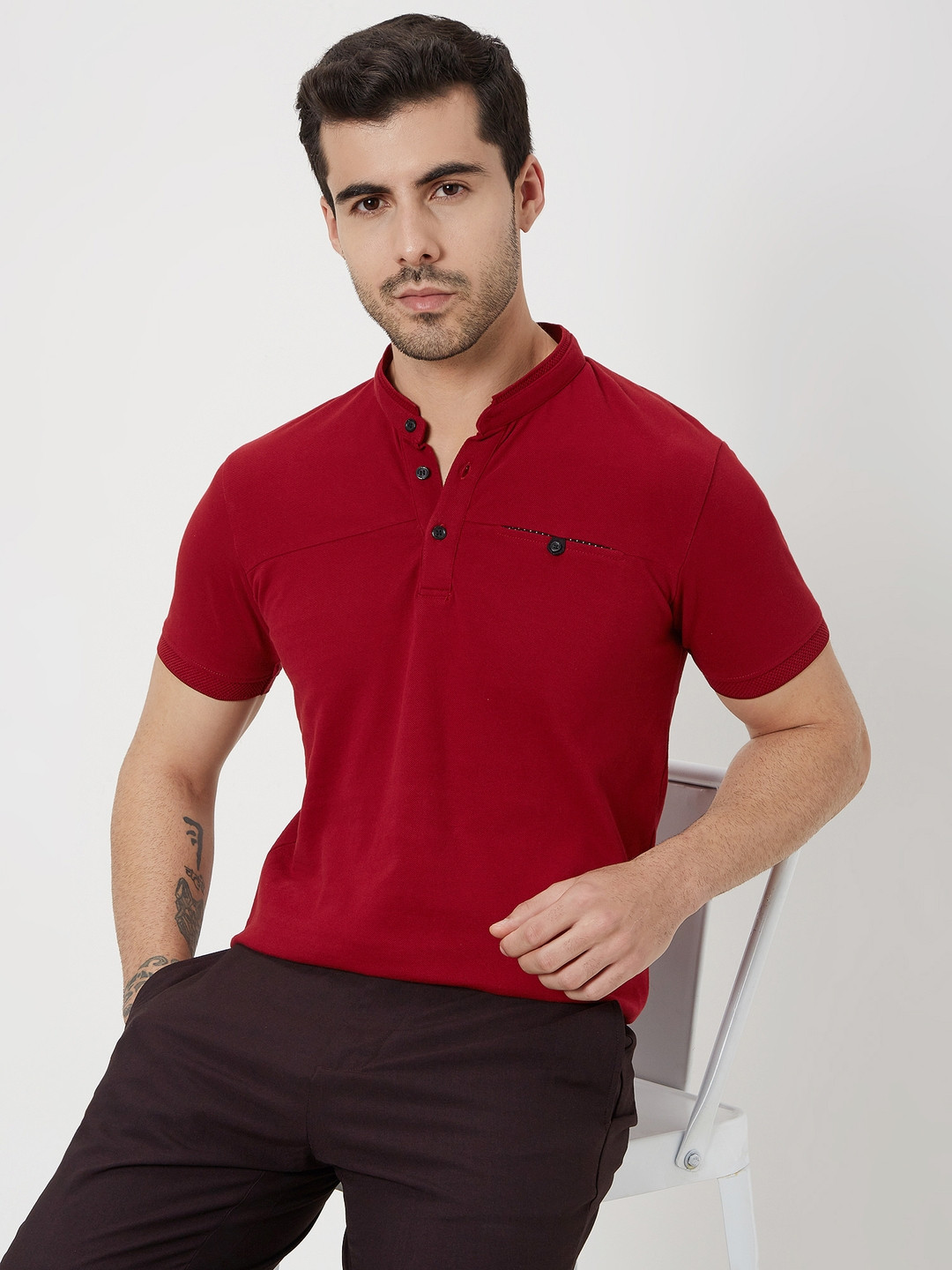 Mufti Polo Collar Pure Cotton Slim Fit T-shirt