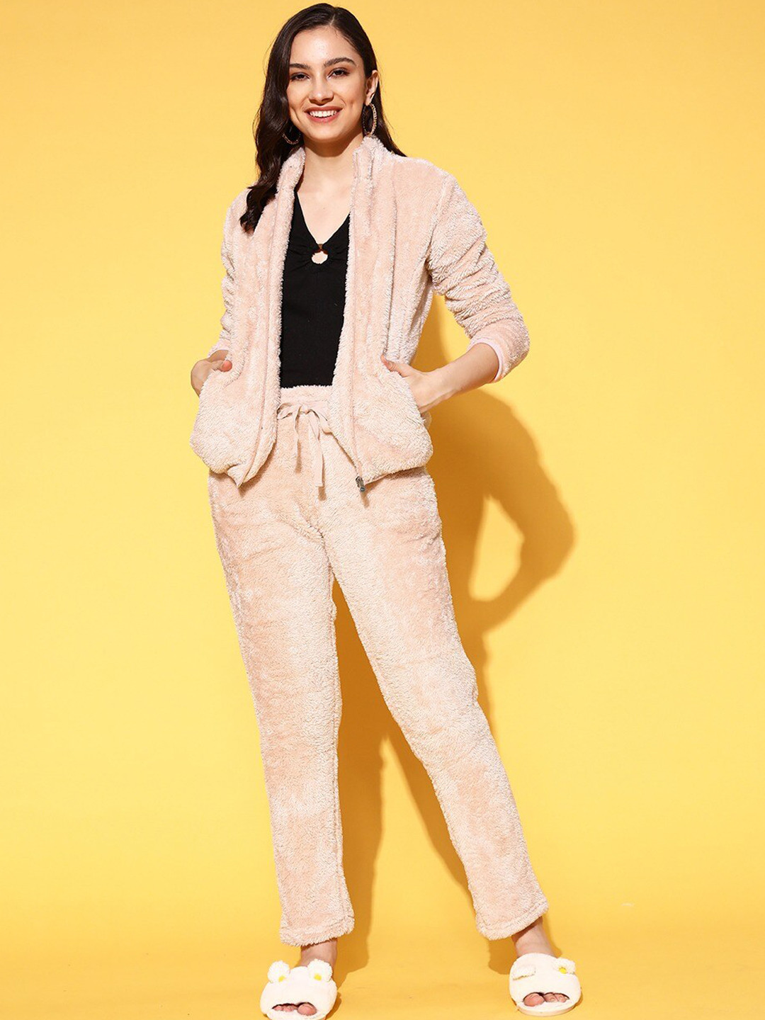 Sweet Dreams Pink Mock Collar Night Suit