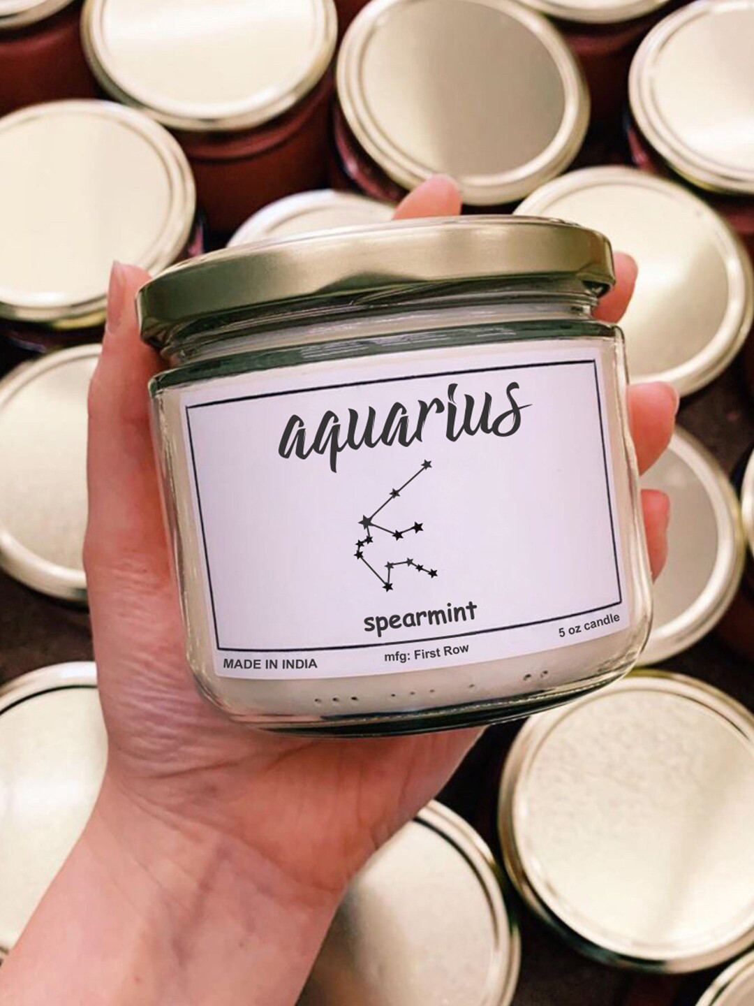 Aromatic Fables Aquarius Sun Sign Scented 1 Wick Spearmint Solid Round Regular Jar Candles
