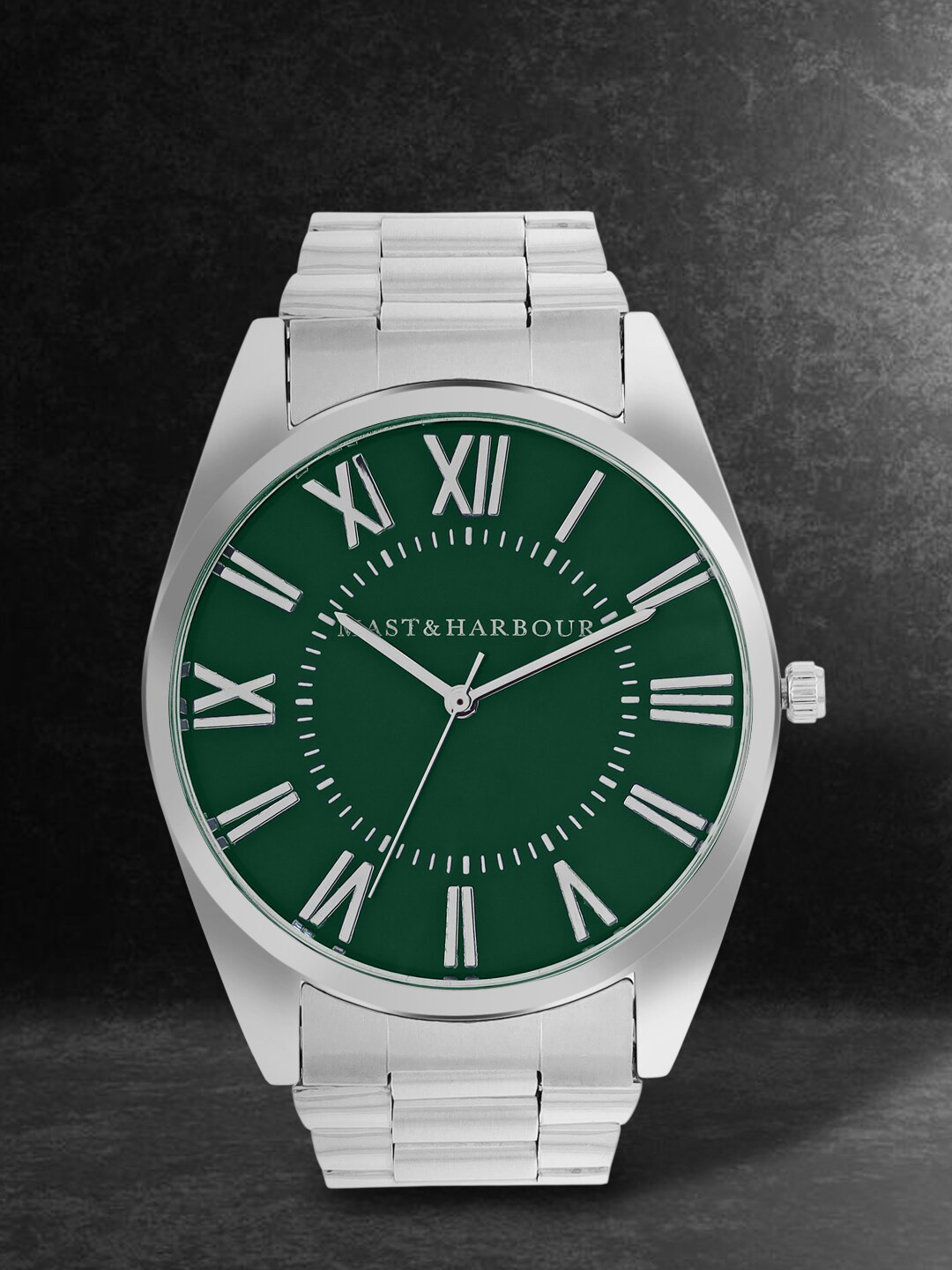 Mast & Harbour Men Green & Silver Toned Round Analogue Watch MH_SS23_1A