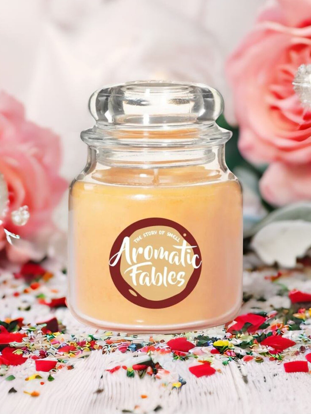 Aromatic Fables Jar Glass Scented 1 Wick Orange Solid Round Regular Candles
