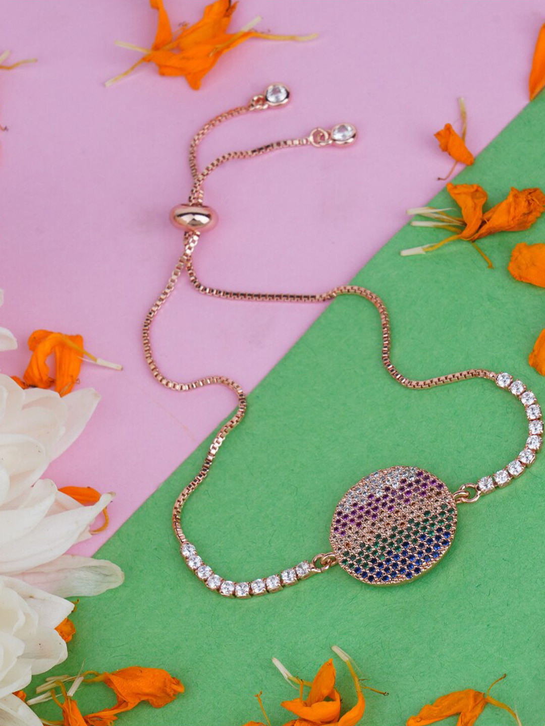 AURAA TRENDS Women Rhodium-Plated AD-Studded Rakhi