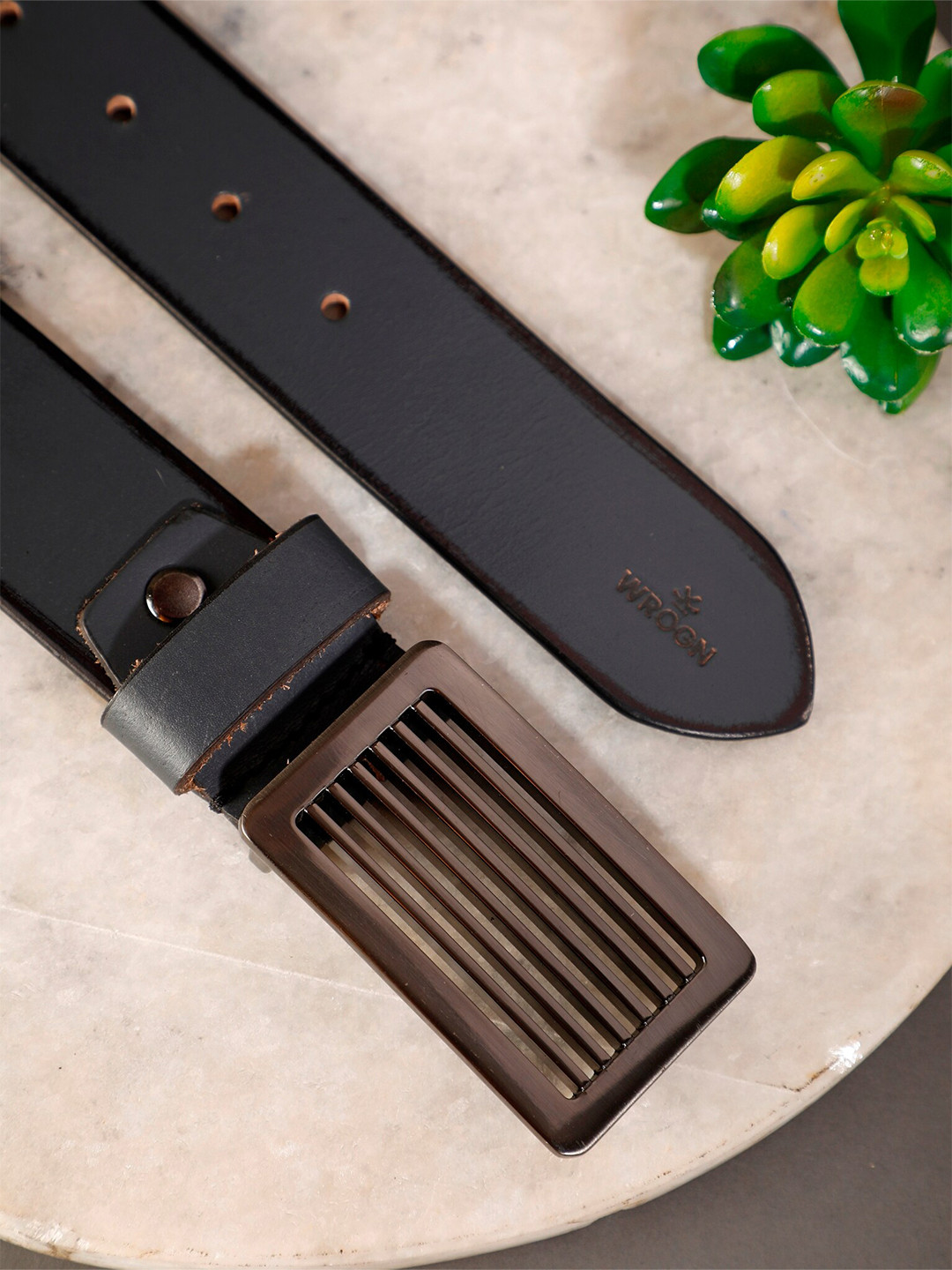 WROGN Men Leather Wide Belt